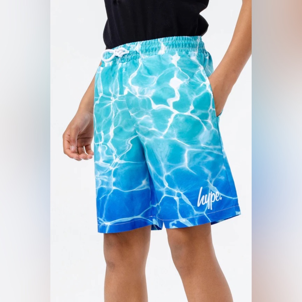 Hype Boys Blue Pool Fade Logo Swim Shorts
